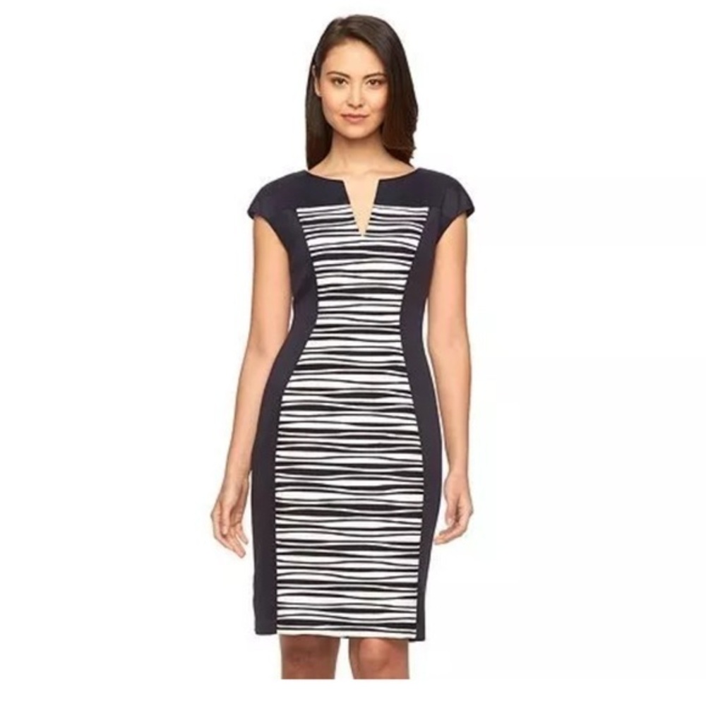 Connected Apparel Texture Striped Sheath Dress, Sz 14- NWOT